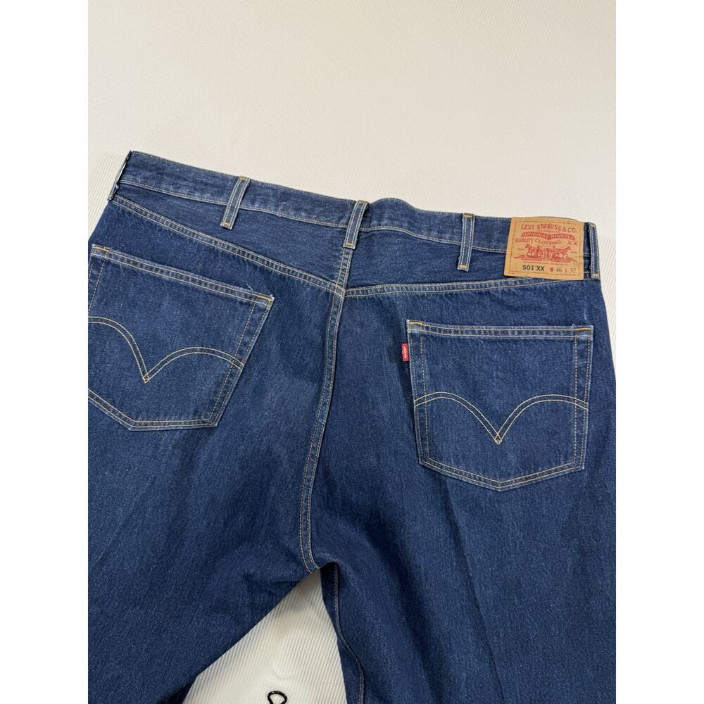 Vintage Levis 501 Jeans 46x32 Button Fly Straight Leg Classic Blue Denim - Picture 4 of 10